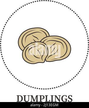 Abstract thin line dumpling icon isolated on white background - Vector illustration Stock Vector