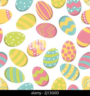 eps vector illustration of seamless background of painted easter eggs with different colored pattern Stock Vector
