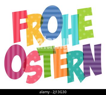 EPS 10 vector illustration of Happy Easter stylized colorful fonts with dots and dashes (text in german) Stock Vector