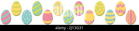 eps vector illustration collection of painted easter eggs with different colored pattern Stock Vector