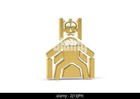 Golden 3d royal throne icon isolated on white background - 3d render ...