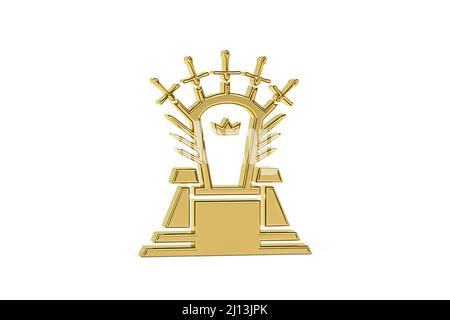 Golden 3d royal throne icon isolated on white background - 3d render ...