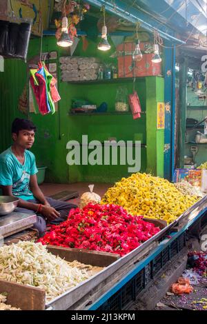 Pondicherry food Market, Pondicherry now known as Puducherry is the capital and the most-populous city of the Union Territory of Puducherry in India. Stock Photo