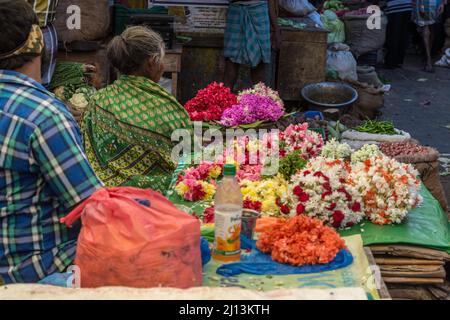 Pondicherry food Market, Pondicherry now known as Puducherry is the capital and the most-populous city of the Union Territory of Puducherry in India. Stock Photo