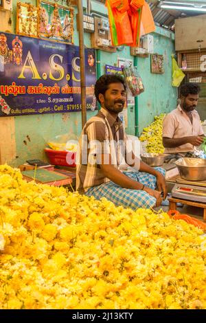 Pondicherry food Market, Pondicherry now known as Puducherry is the capital and the most-populous city of the Union Territory of Puducherry in India. Stock Photo