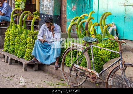 Pondicherry food Market, Pondicherry now known as Puducherry is the capital and the most-populous city of the Union Territory of Puducherry in India. Stock Photo