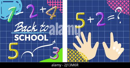 Web page design template for a mental math school, studio, math course, creative kids. Finger counting. Math. Modern design vector illustration Stock Vector