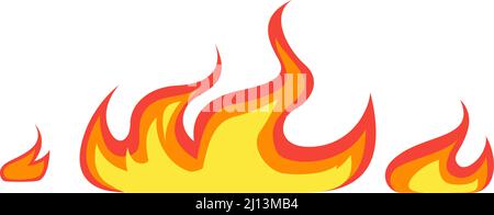 Cartoon fire border. Horizontal flame. Burning ground Stock Vector