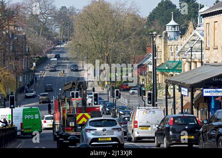 Traffic on Parliament Street, Harrogate, North Yorkshire, England UK Stock Photo