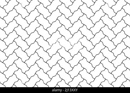 White seamless pattern of pavement with interlocking figured wavy ...