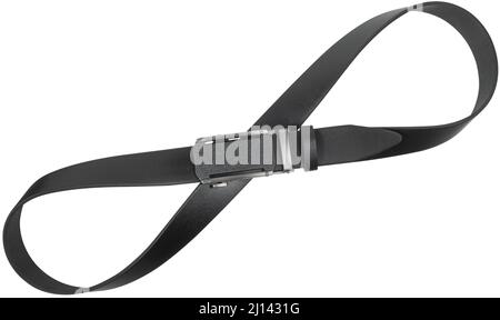 Holeless leather belt isolated on white background Stock Photo