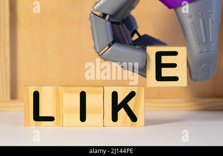 like message on white background, The word like written in plastic blocks, Like concept Stock Photo