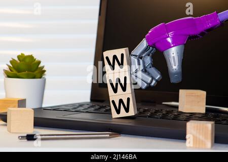 WWW spelling with wooden blocks, business concept Stock Photo