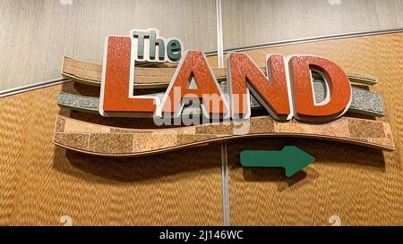 Orlando, FL USA - September 13, 2020:  The entrance of the Land Pavillion at EPCOT in Disney World Orlando, Florida. Stock Photo