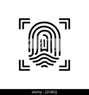 Fingerprint scan provides security access color line icon. ID and verifying person. Biometric identification element. Stock Vector