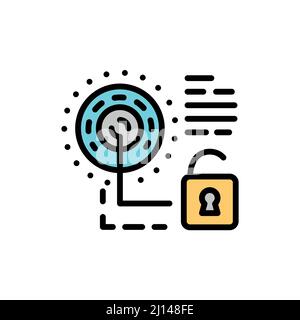Iris recognition color line icon. Open access with eye id . Approved protection. Stock Vector