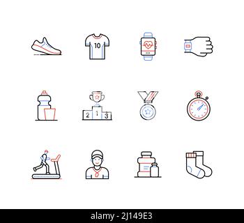 Competition and victory - line design style icons Stock Vector