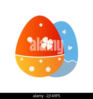 Two easter eggs - modern flat design single isolated object Stock Vector
