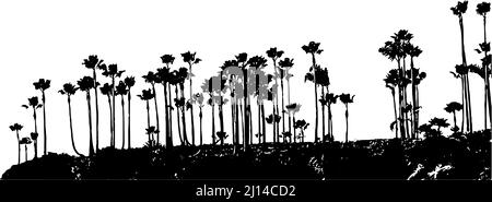 Tropical island with palm trees silhouette Stock Vector