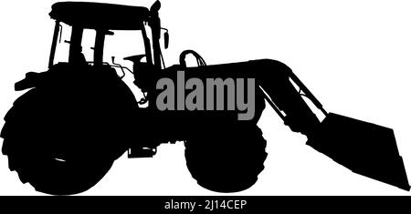 Tractor silhouette in black on white background Stock Vector