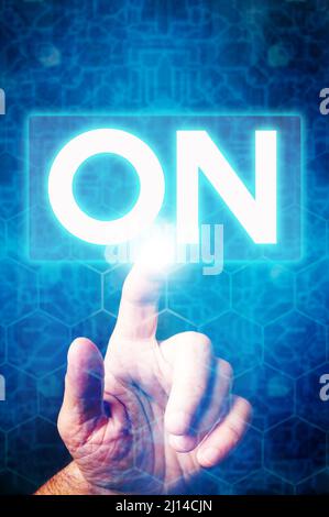 finger switching a button on Stock Photo