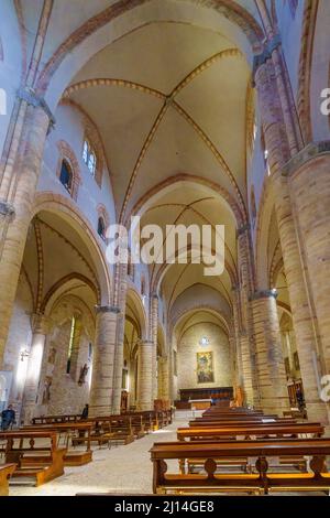 Crema, Italy - February 27, 2022: The interior of the Duomo (cathedral, Cattedrale di Santa Maria Assunta), in Crema, Lombardy, Northern Italy Stock Photo