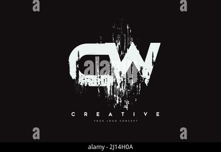 CW Letter Design with Brush Stroke and Modern 3D Look Vector ...