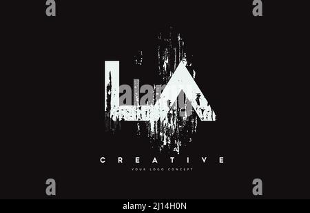 LA L A Brush Logo Letters Design with Red and Black Colors and Brush ...