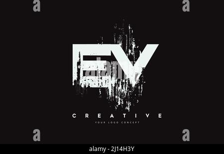 EV Letter Design with Brush Stroke and Modern 3D Look Vector ...
