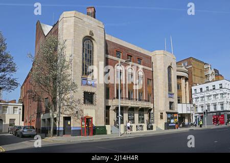 The Picturehouse cinema on Fulham Road, Chelsea, London, UK. Newly refurbished 1930s art deco cinema building. Stock Photo