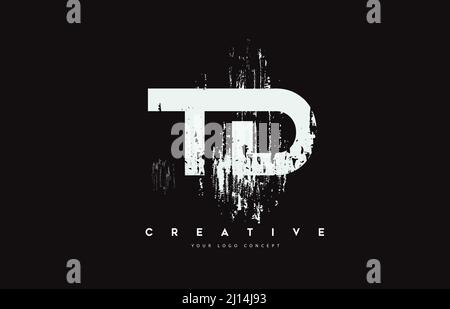 TD T D Grunge Brush Letter Logo Design in Black Colors. Creative Brush ...