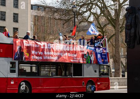 London, UK. 22nd Mar, 2022. NHS Pay protest bus in Whitehall London UK Credit: Ian Davidson/Alamy Live News Stock Photo