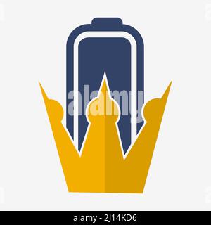 Battery king logo vector. Flat design. Vector Illustration on white background. Stock Vector