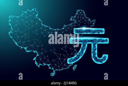 China currency yuan symbol. Payment banking chinese trade market world map Asia. Grow economy vector illustration Stock Vector