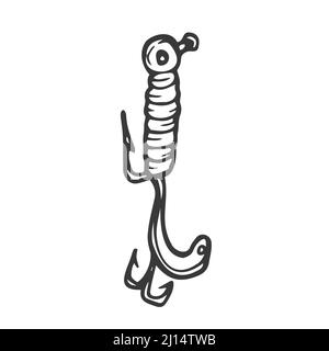 Hand Drawn Fishing Hooks. Doodle Vector Sketch Illustration Stock Vector  Image & Art - Alamy