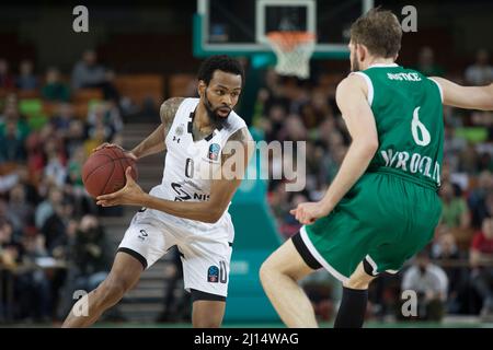 Wroclaw, Poland, March 22nd, 2022. 7DAYS EuroCup: WKS Slask Wroclaw vs Partizan NIS Belgrade in Centennial Hall. Pictured: Kevin Punter (0)  © Piotr Zajac/Alamy Live News Stock Photo