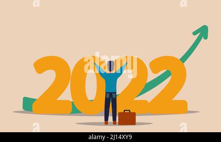 2022 economic growth and business success investment to currency. Increase chart and crisis vision vector illustration concept. Forecasting year and f Stock Vector