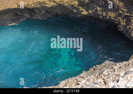 Watamula Hole - natural sight on the island Curacao in the Caribbean Stock Photo