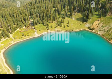 Beautiful scenery of the Kolsay Lakes in the Almaty region, Kazakhstan Stock Photo