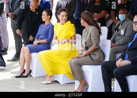 The Duchess of Cambridge arrives at Norman Manley International Airport in Kingston, Jamaica, on day four of their tour of the Caribbean on behalf of the Queen to mark her Platinum Jubilee. Picture date: Tuesday March 22, 2022. Stock Photo