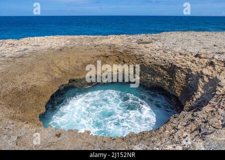 Watamula Hole - natural sight on the island Curacao in the Caribbean Stock Photo