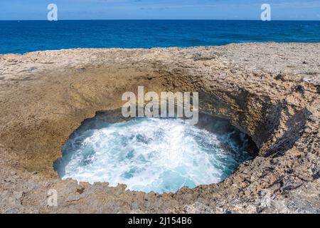 Watamula Hole - natural sight on the island Curacao in the Caribbean Stock Photo