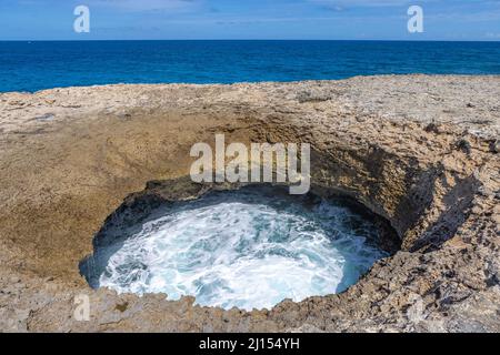 Watamula Hole - natural sight on the island Curacao in the Caribbean Stock Photo