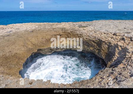 Watamula Hole - natural sight on the island Curacao in the Caribbean Stock Photo