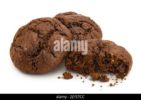 chocolate cookies isolated on white background with clipping path and full depth of field Stock Photo