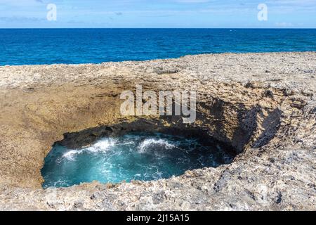 Watamula Hole - natural sight on the island Curacao in the Caribbean Stock Photo