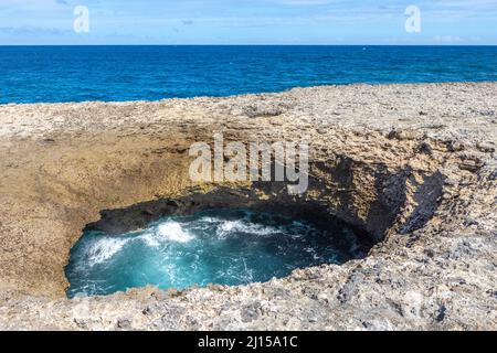 Watamula Hole - natural sight on the island Curacao in the Caribbean Stock Photo