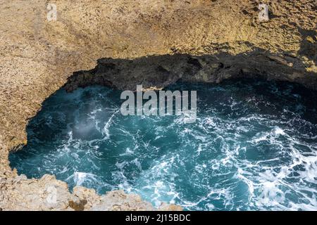 Watamula Hole - natural sight on the island Curacao in the Caribbean Stock Photo