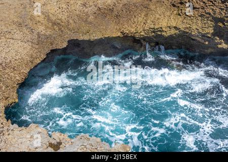 Watamula Hole - natural sight on the island Curacao in the Caribbean Stock Photo