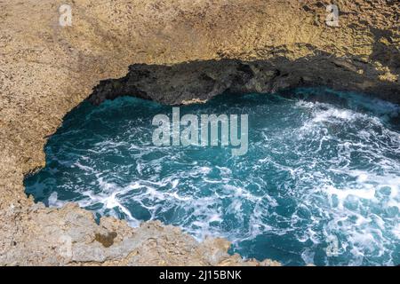 Watamula Hole - natural sight on the island Curacao in the Caribbean Stock Photo